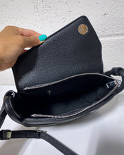 Load image into Gallery viewer, Black Diagonal Stitched Crossbody Bag
