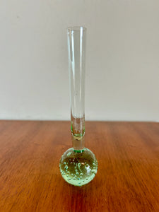 Art Glass Green Bud Vase Controlled Bubble Bullicante