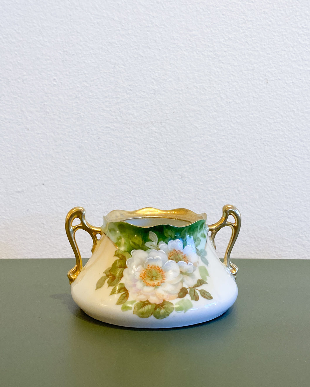 Vintage Prussia Royal Ruddstadt Sugar (no lid) with Hand Painted Gold Trim