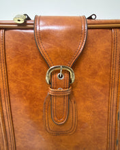 Load image into Gallery viewer, Vintage Faux Brown Leather Suitcase - Small
