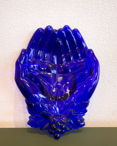 Vintage Cobalt Blue Glass Hand Shaped Catchall