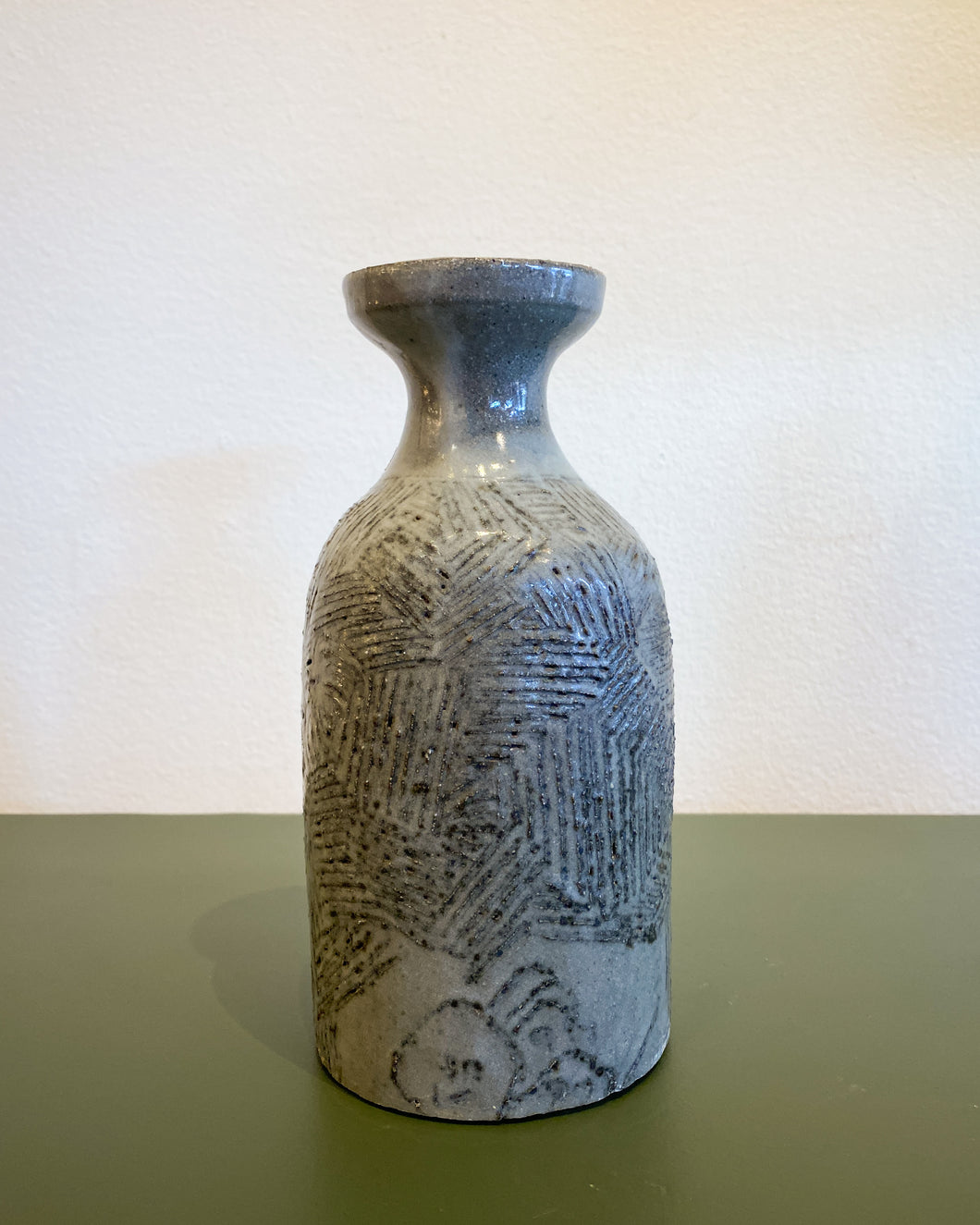 Vintage Grey Stoneware Vase