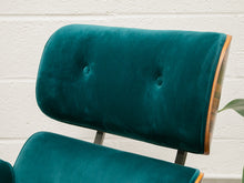 Load image into Gallery viewer, Teal Velvet Lounge Chair and Ottoman
