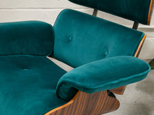 Load image into Gallery viewer, Teal Velvet Lounge Chair and Ottoman
