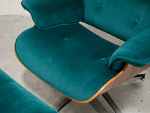 Load image into Gallery viewer, Teal Velvet Lounge Chair and Ottoman
