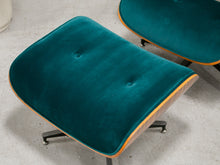 Load image into Gallery viewer, Teal Velvet Lounge Chair and Ottoman
