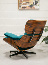 Load image into Gallery viewer, Teal Velvet Lounge Chair and Ottoman
