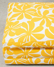 Load image into Gallery viewer, Yellow Flower Dead Stock New Upholstery Ottoman
