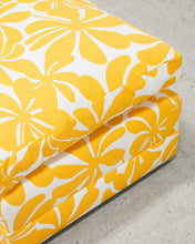 Load image into Gallery viewer, Yellow Flower Dead Stock New Upholstery Ottoman
