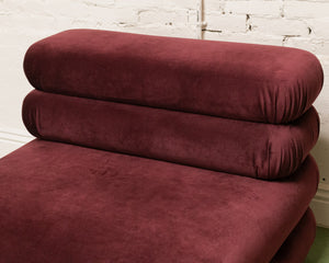 Elodie Velvet 1 Piece Lounger Modular Sectional in Maroon