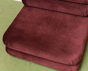 Elodie Velvet 1 Piece Lounger Modular Sectional in Maroon