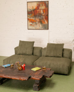 Bailey 2 Piece Loveseat Sofa in Green Corduroy