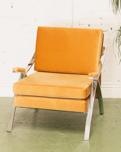 Vintage Carson’s Chrome Arm Lounge Chair, Cube Style of Milo Baughman