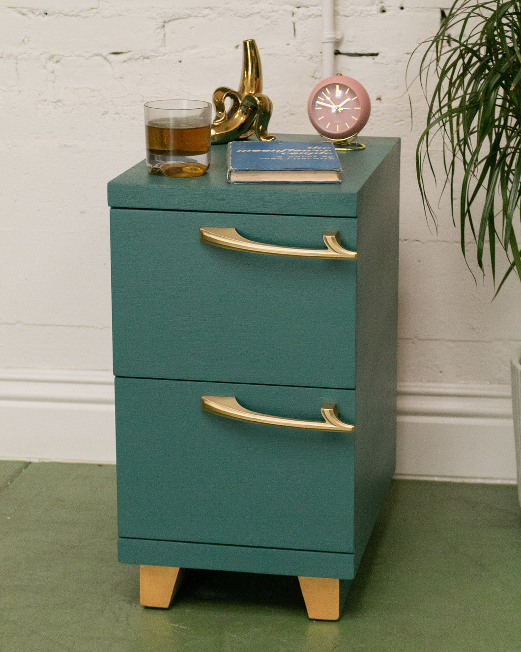 Teal 2 Drawer Nightstand