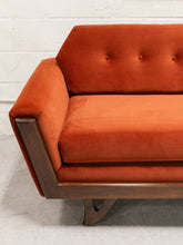 Load image into Gallery viewer, Desmond Walnut Framed Sofa 72” in Royale/Rust
