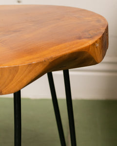 Round Solid Wood Side Table Hair Pin Legs