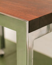 Load image into Gallery viewer, Vintage Chrome and Walnut Table with Castors
