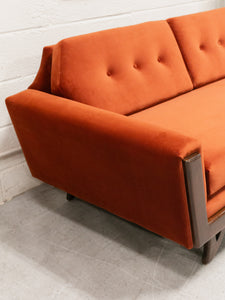 Desmond Walnut Framed Sofa 72” in Royale/Rust