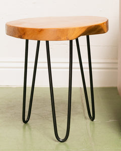 Round Solid Wood Side Table Hair Pin Legs