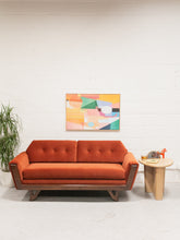 Load image into Gallery viewer, Desmond Walnut Framed Sofa 72” in Royale/Rust
