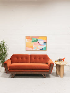 Desmond Walnut Framed Sofa 72” in Royale/Rust