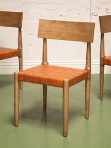 Set of 4 Brown Strap Dining Chairs