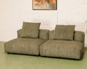 Bailey 2 Piece Loveseat Sofa in Green Corduroy