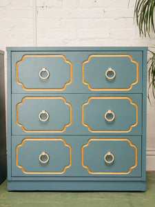 Blue Mid 20th Century Espana Chest in the Style of Dorothy Draper