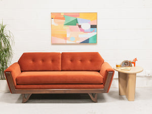 Desmond Walnut Framed Sofa 72” in Royale/Rust