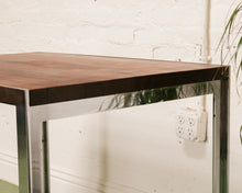 Load image into Gallery viewer, Vintage Chrome and Walnut Table with Castors
