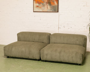 Bailey 2 Piece Loveseat Sofa in Green Corduroy