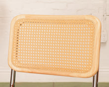 Load image into Gallery viewer, Checkered Rust Chrome Rattan Chair
