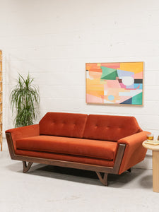 Desmond Walnut Framed Sofa 72” in Royale/Rust