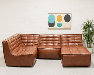 Recycled Leather 4 Piece and Ottoman Juno Sofa