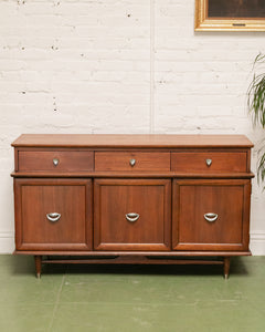 Mid-Century Modern Credenza with Silver  Accent Pulls