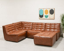 Load image into Gallery viewer, Recycled Leather 4 Piece and Ottoman Juno Sofa
