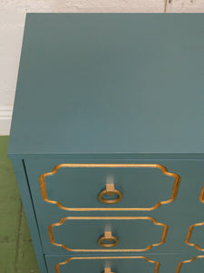 Blue Mid 20th Century Espana Chest in the Style of Dorothy Draper