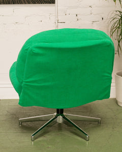 Green Corduroy Low Profile Swivel Chair