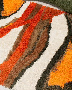 Brown and Orange Rya Rug