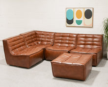 Load image into Gallery viewer, Recycled Leather 4 Piece and Ottoman Juno Sofa
