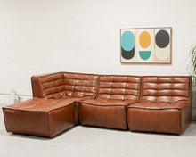 Load image into Gallery viewer, Recycled Leather 3 Piece and Ottoman Juno Sofa
