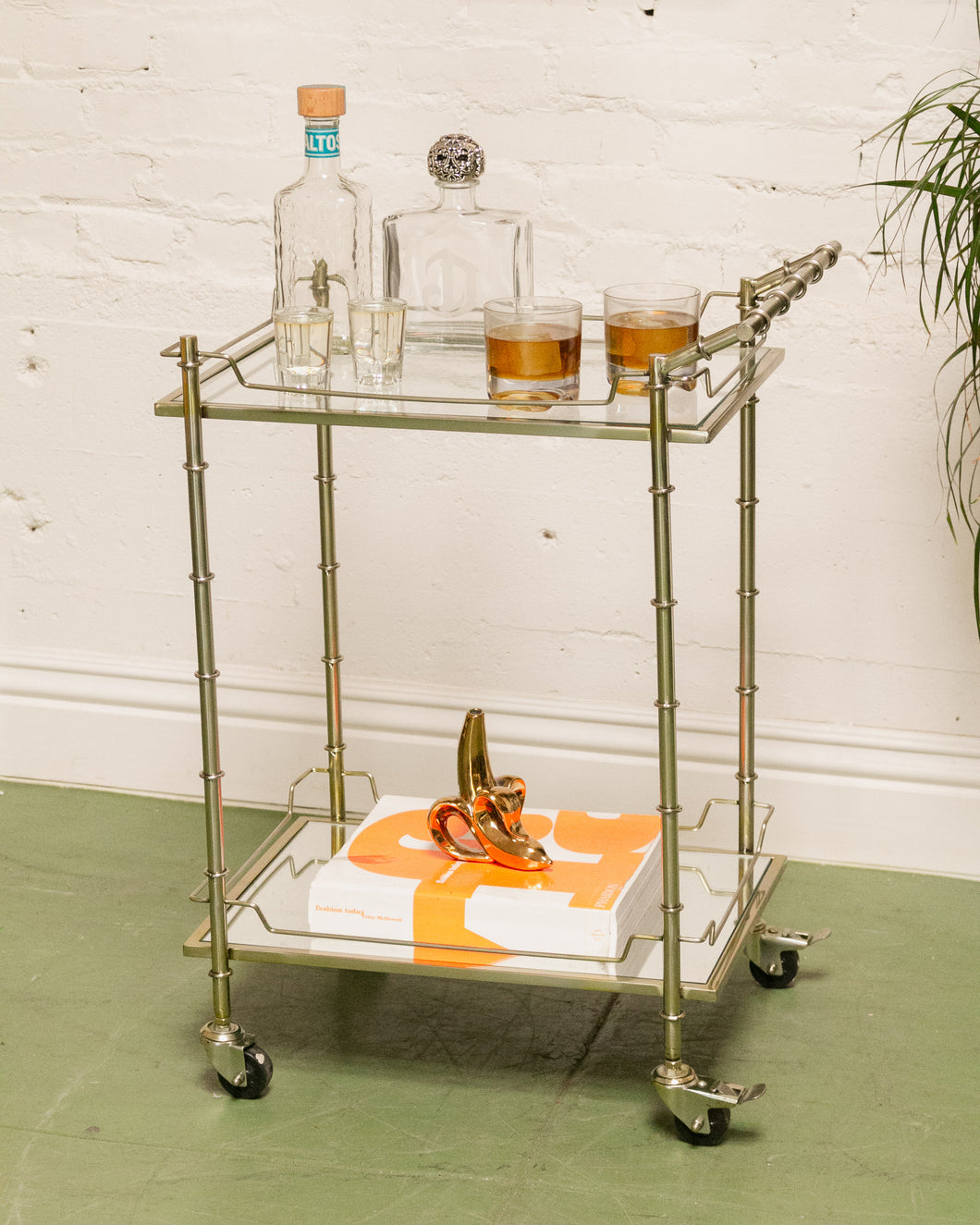 Metal Bamboo Bar Cart