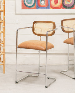 Chrome and Rattan Counter Stool