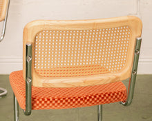 Load image into Gallery viewer, Checkered Rust Chrome Rattan Chair
