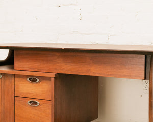 1960s Mainline for Hooker Furniture Floating Walnut Wood Executive Desk