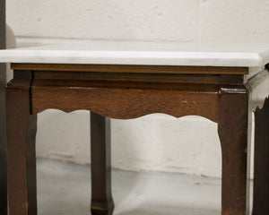 Pair of Marble Mahogany End Tables