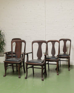 Set of 6 Antique Oak Lions Claw Dining Chairs