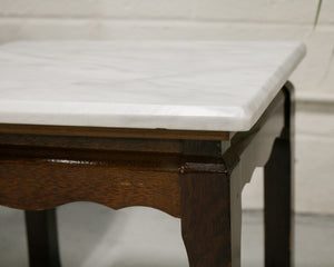 Pair of Marble Mahogany End Tables