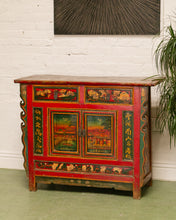 Load image into Gallery viewer, Hand Painted Ornate Cabinet with Flowers from Tibet circa 1920&#39;s
