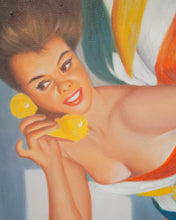 Load image into Gallery viewer, Pinup Oil Painting on The phone Gal
